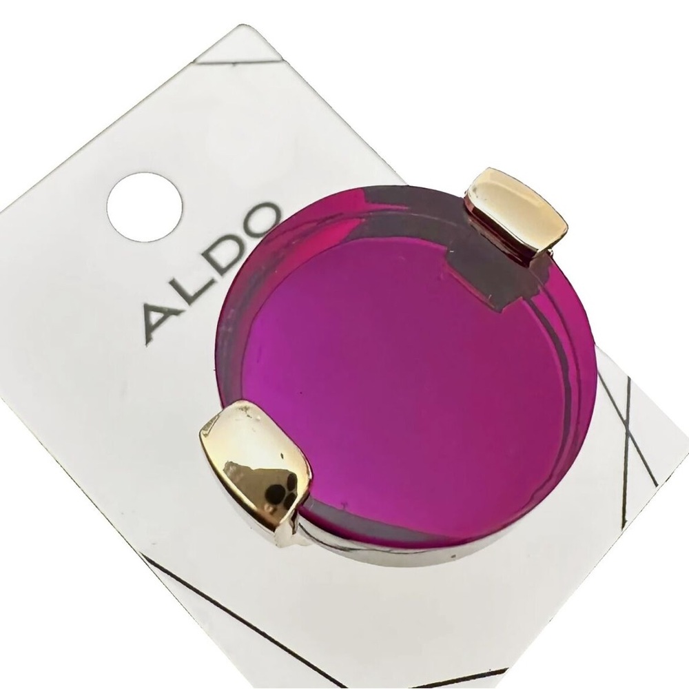 NWT Aldo Cocktail Rng Purple Pink Gold Round Statement - Picture 2 of 6